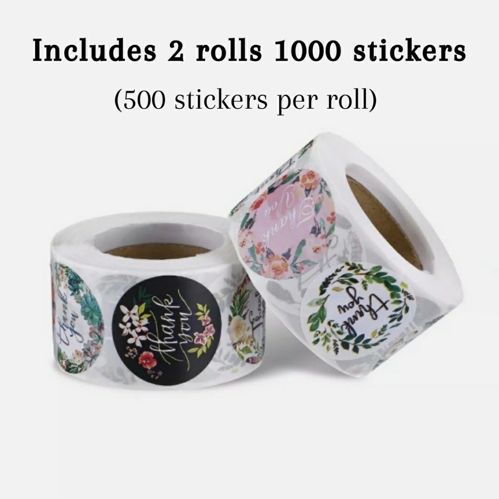 2 Rolls 1000pcs Floral Thank You Sealing Stickers…